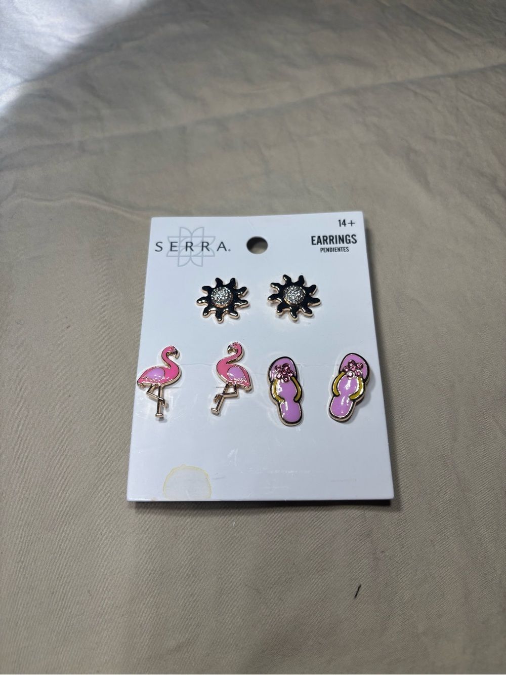 New SERRA Pink Flamingo & Flip-Flop Earring Set - 3 Pairs